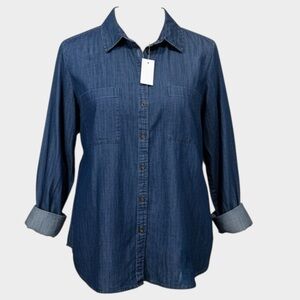 LOFT Blue Denim Shirt Size L